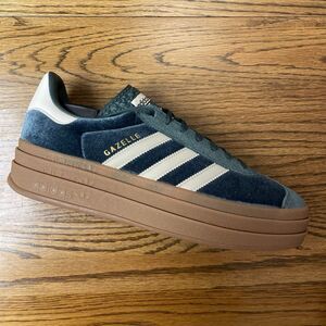 W Adidas Gazelle Bold Mineral Green Putty Grey Velvet Women Size 11 NEW